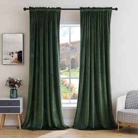 Curtains Thermal Insulated Blackout Curtain Drapes for Bedroom Living Room Darkening Long Curtains Panels Rod Pocket Set of 2 (Color: Olive Green, size: 52 W 96 L)
