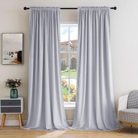 Curtains Thermal Insulated Blackout Curtain Drapes for Bedroom Living Room Darkening Long Curtains Panels Rod Pocket Set of 2 (Color: Greyish White, size: 52 W 84 L)